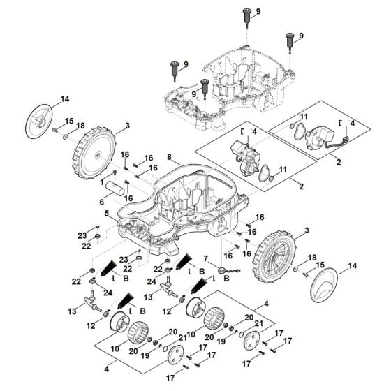 Lower Housing, Chassis for Stihl RMI 422.1 PC Robotic Mower