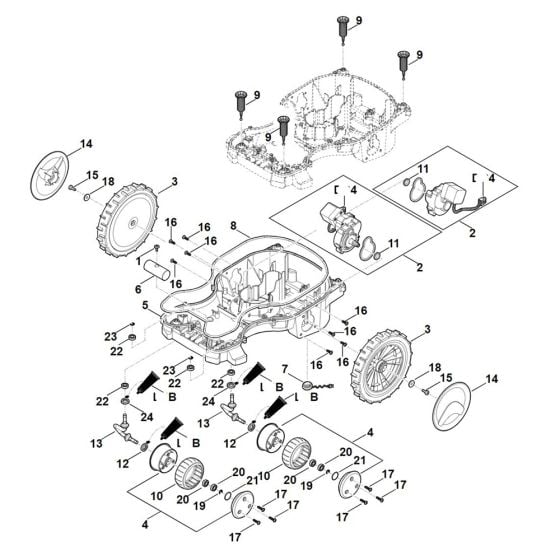 Lower Housing, Chassis for Stihl RMI 422.2 Robotic Mower