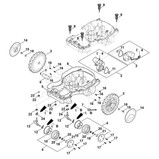 Lower Housing, Chassis for Stihl RMI 422.2 P Robotic Mower