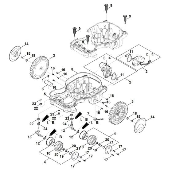 Lower Housing, Chassis for Stihl RMI 422.2 PC Robotic Mower