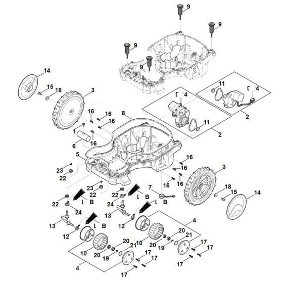 Lower Housing, Chassis for Stihl RMI 522.0 C Robotic Mower