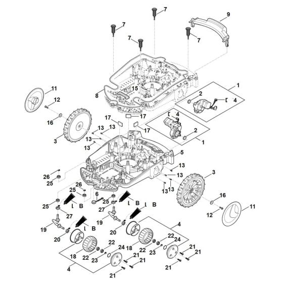 Lower Housing, Chassis for Stihl RMI 632.1 C Robotic Mowers