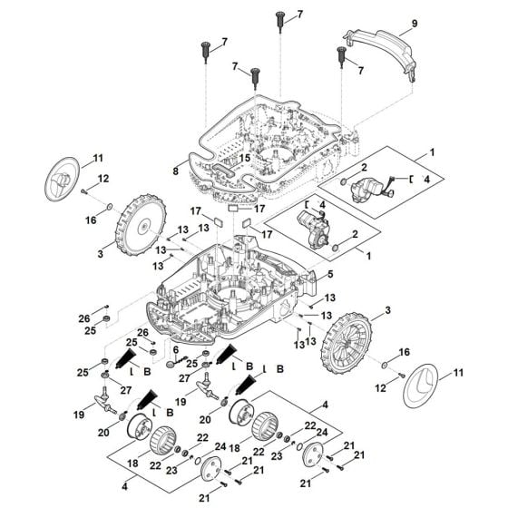 Lower Housing, Chassis for Stihl RMI 632.1 P Robotic Mowers