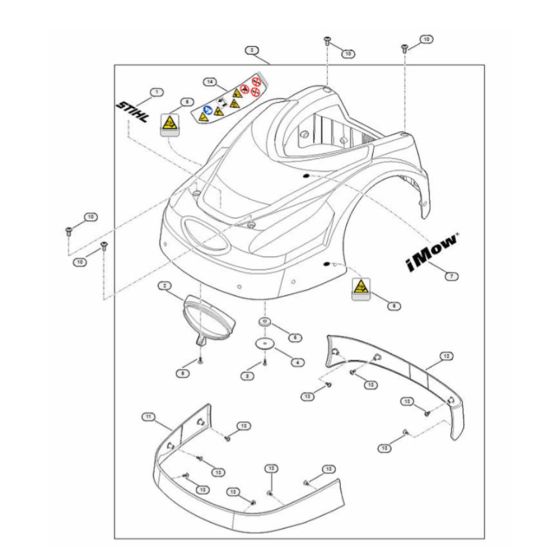 Machine Cover Assembly for Stihl RMI 422.0 P Robotic Mowers