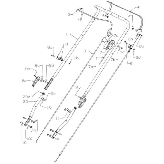 Handle Assembly for Morrison Rocket SP (2014 Mar 478971) Power Drive Mower