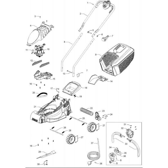 Complete Product Assembly for Flymo ROLLERMO Mowers