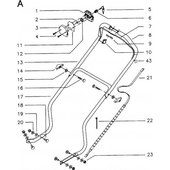 Handle and Controls Assembly for Husqvarna Royal 46RC Consumer Lawn Mower