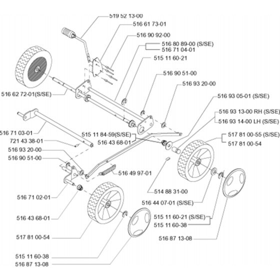 Wheels and Tires Assembly for Husqvarna Royal 47 Consumer Lawn Mower