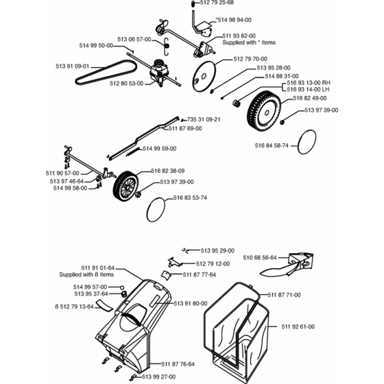 Wheels and Tires Assembly for Husqvarna Royal 50 Consumer Lawn Mower