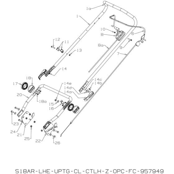 Handle Assembly for Masport RR18 2016 Mar Mower