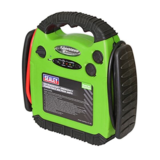 RoadStart Emergency Power Pack 12V 900 Peak Amps Hi-Vis Green Sealey Part No. RS1312HV