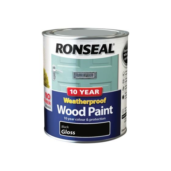 10 Year Weatherproof Wood Paint Black Gloss 750ml