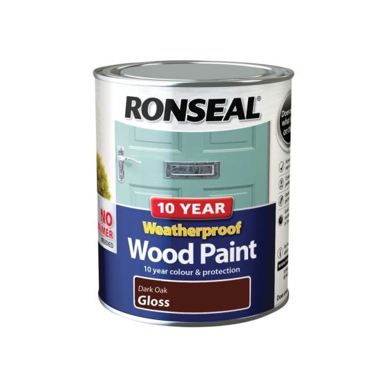 10 Year Weatherproof Wood Paint Dark Oak Gloss 750ml