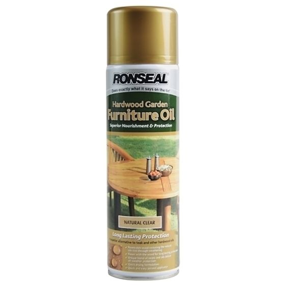 Hardwood Garden Furniture Oil Natural Clear Aerosol 500ml by Ronseal - 35823