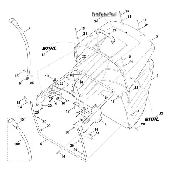 Grass Catcher Bag for Stihl RT 4082.1 Ride on Mower