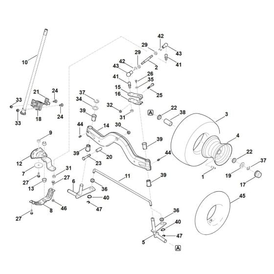 Steering, Front Wheel for Stihl RT 4082.1 Ride on Mower