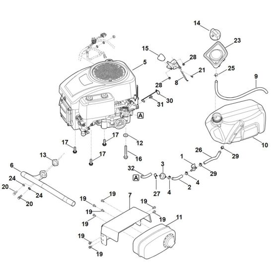 Engine, Tank for Stihl RT 4082.1 Ride on Mower