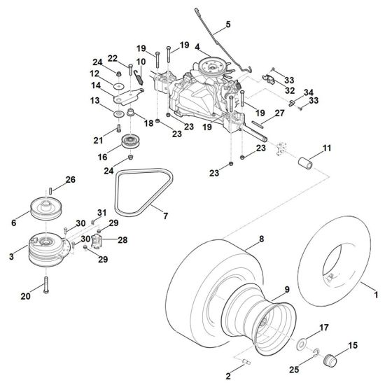 Gearbox, Rear Wheel for Stihl RT 4082.1 Ride on Mower