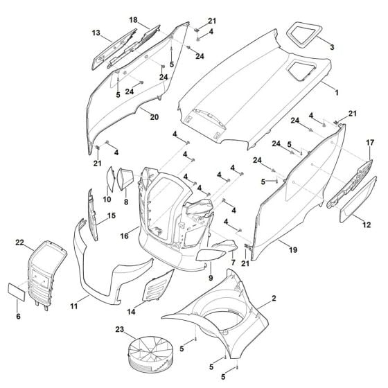 Engine Hood for Stihl RT 4097.1 SX Ride on Mower