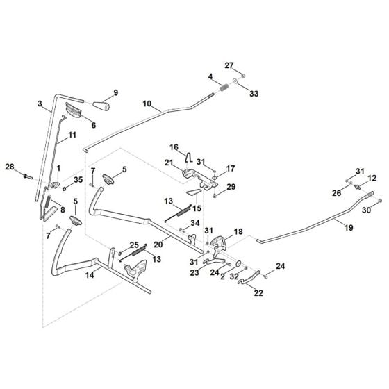 Brake, Parking Brake, Control Lever for Stihl RT 5097.1 Ride on Mower