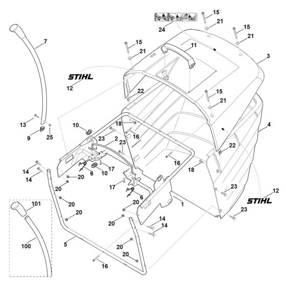 Grass Catcher Bag for Stihl RT 5097.1 Z Ride on Mower