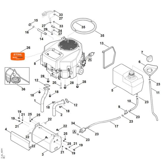 Engine, Tank for Stihl RT 5097.1 Z Ride on Mower