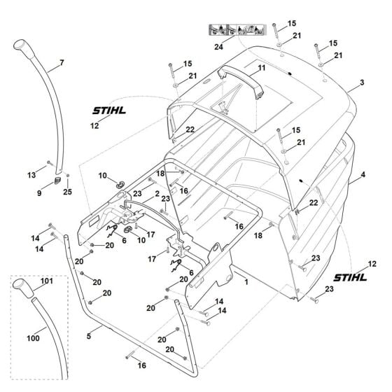 Grass Catcher Bag for Stihl RT 5112.1 Z Ride on Mower