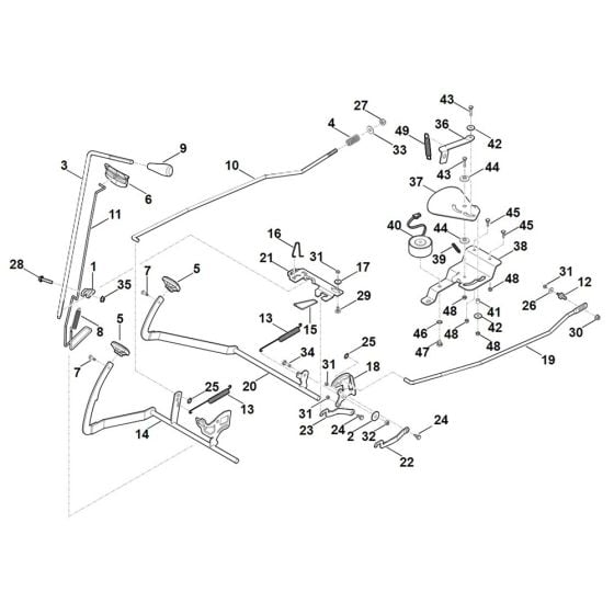 Brake, Parking Brake, Control Lever, Cruise Control for Stihl RT 6112.1 ZL Ride on Mower