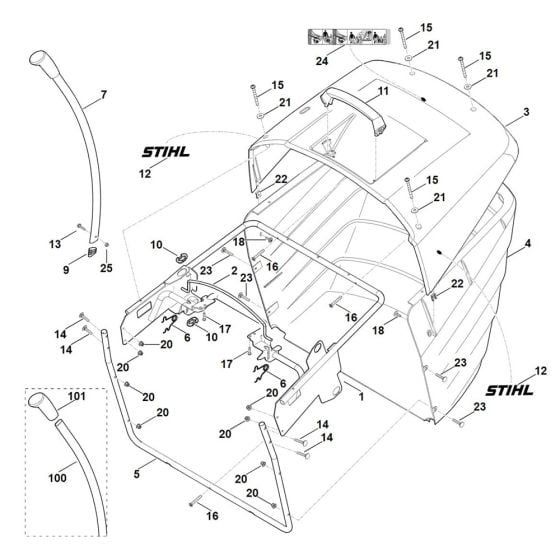 Grass Catcher Bag for Stihl RT 6112.1 ZL Ride on Mower