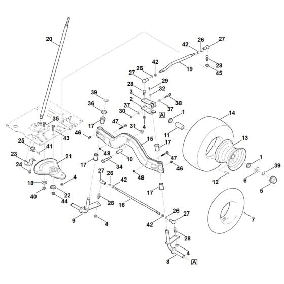 Steering, Front Wheel for Stihl RT 6112.1 ZL Ride on Mower