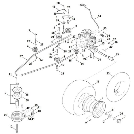 Gearbox, Rear Wheel, Blade Clutch for Stihl RT 6112.1 ZL Ride on Mower