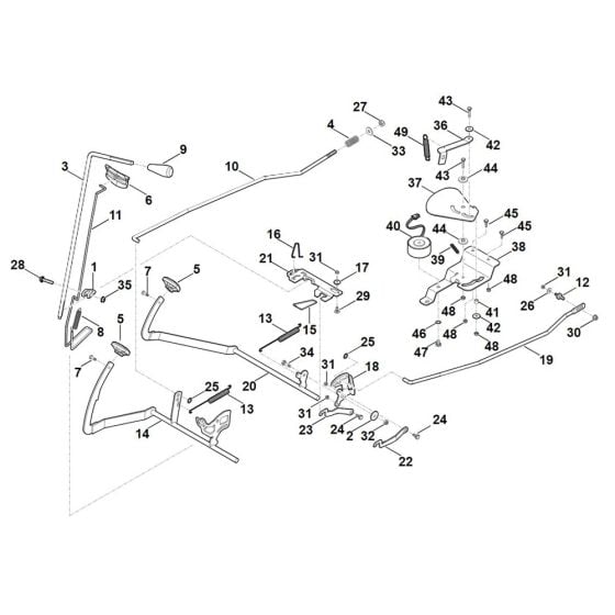 Brake, Parking Break, Control Lever, Cruise Control for Stihl RT 6127.1 ZL Ride on Mower