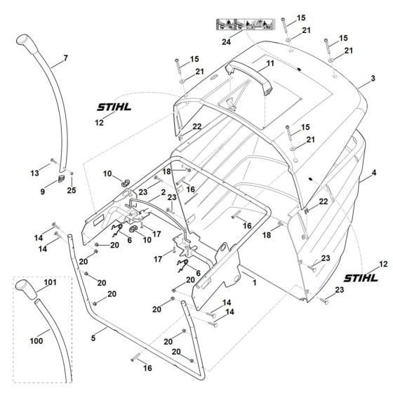 Grass Catcher Bag for Stihl RT 6127.1 ZL Ride on Mower