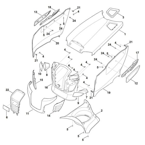 Engine Hood for Stihl RT 6127.1 ZL Ride on Mower