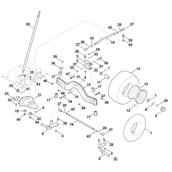 Steering, Front Wheel for Stihl RT 6127.1 ZL Ride on Mower