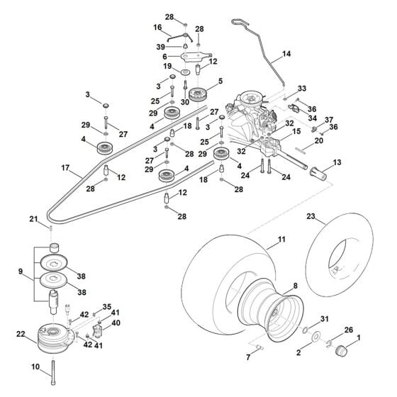 Gearbox, Rear Wheel, Blade Clutch for Stihl RT 6127.1 ZL Ride on Mower