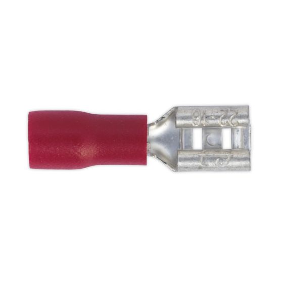 Push-On Terminal 4.8mm Female Red Pack of 100 Sealey Part No. RT20