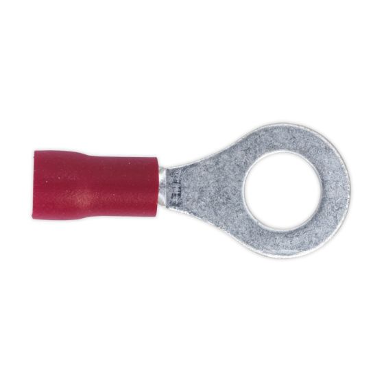 Easy-Entry Ring Terminal Dia.6.4mm (1/4") Red Pack of 100 Sealey Part No. RT26