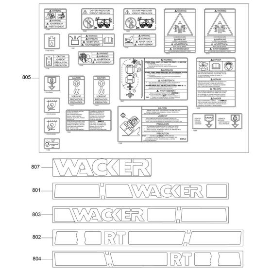 Decals for Wacker RT56-SC Trench Roller