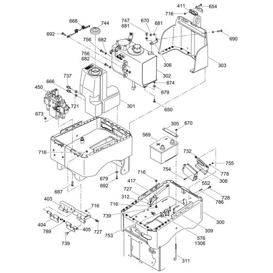 Rear Frame Assembly for Wacker RT56-SC Trench Roller