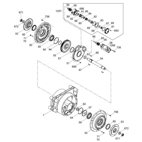 Drum Drive with Brake Assembly for Wacker RT56-SC Trench Roller