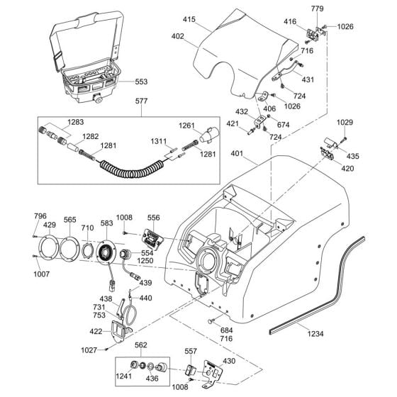 Rear Control Assembly for Wacker RT82-SC Trench Roller