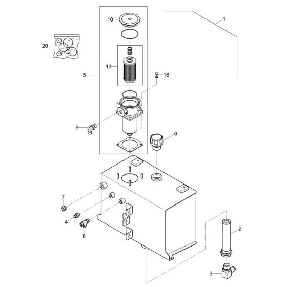 Hydraulic Tank Assembly for Wacker RT82-SC2 Trench Roller