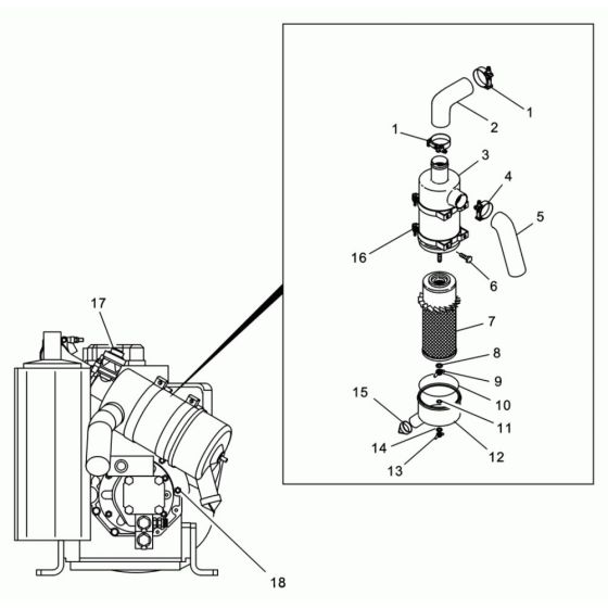 Air Cleaner Assembly for Wacker RT820 Trench Roller