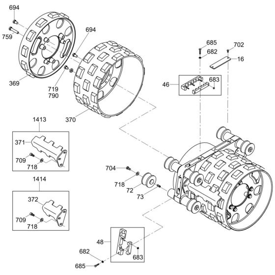 Rear Drum Assembly for Wacker RTK82-SC3 Trench Roller