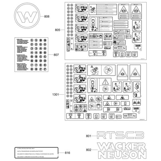 Decals for Wacker RTL82-SC3 Trench Roller