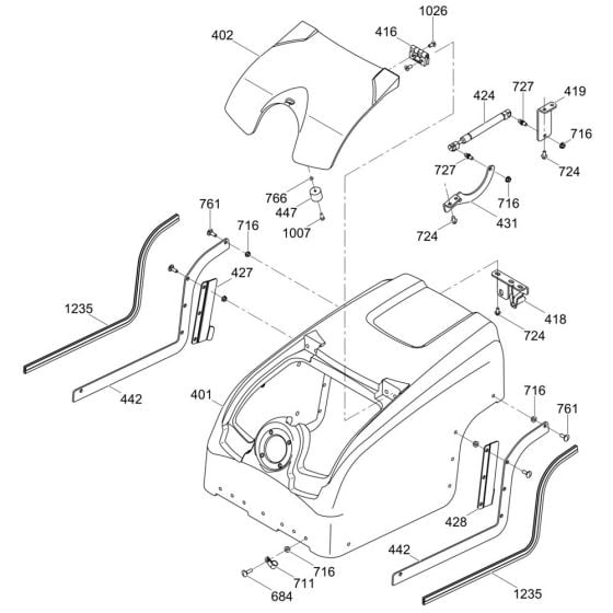 Rear Cover Assembly for Wacker RTL82-SC3 Trench Roller