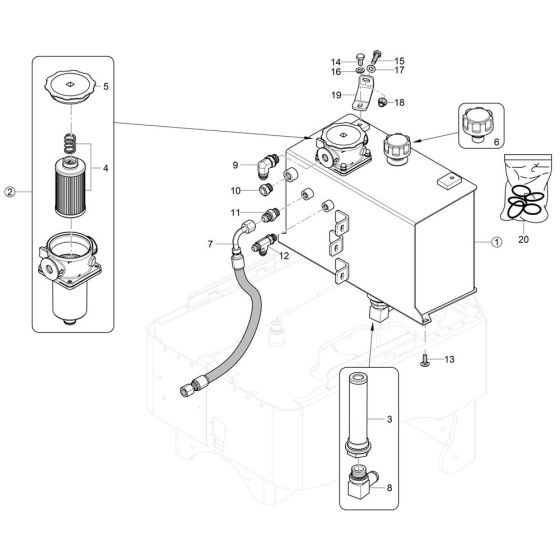 Hydraulic Tank Assembly for Wacker RTSC3 Trench Roller