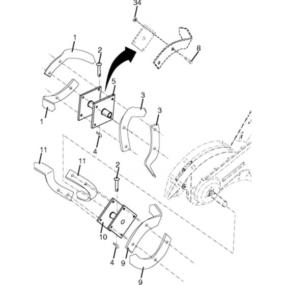 Tine Assembly for Husqvarna RTT 900 Cultivator/Tiller