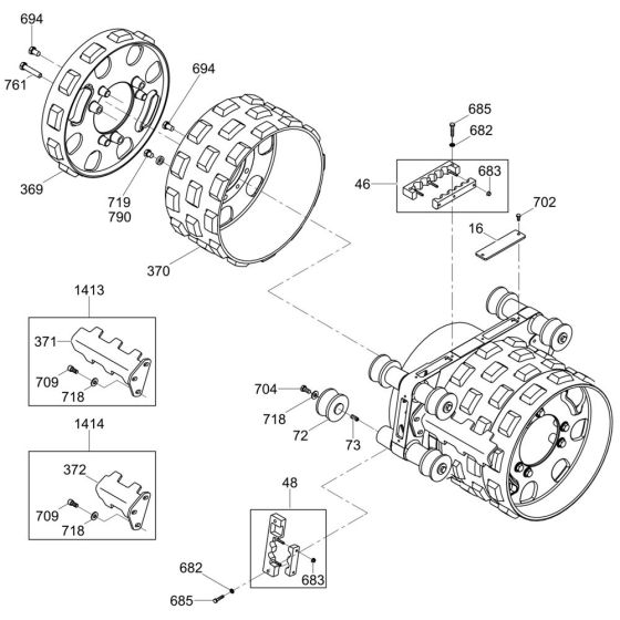 Rear Drum Assembly for Wacker RTx-SC2 Trench Roller